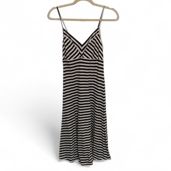 Vintage Dresses & Skirts - Y2K Messino Black White Striped Midi Dress Size Small